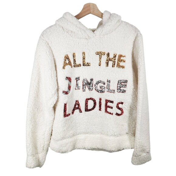 NWT It's Our Time All The Jingle Ladies Christmas Sweater Fleece Hoodie Size M - Picture 6 of 6